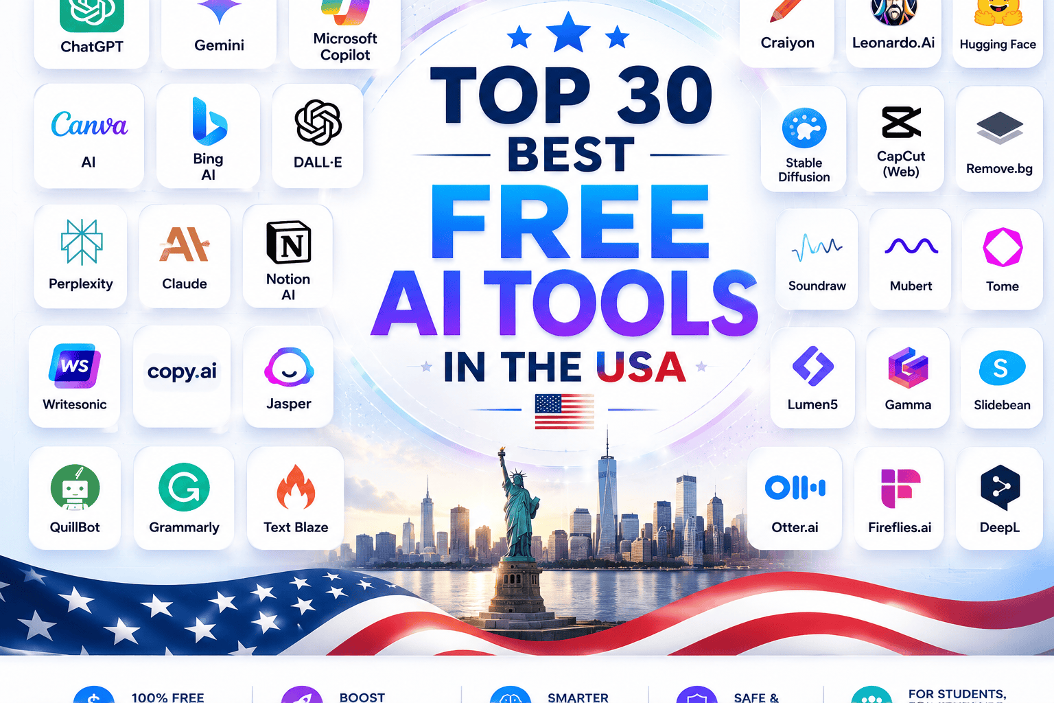 Top 30 Best Free AI Tools in the USA