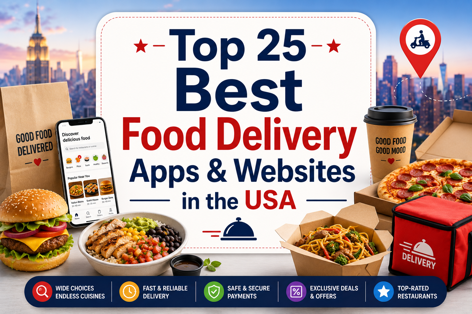 Top 25 Best Food Delivery Apps & Websites in the USA