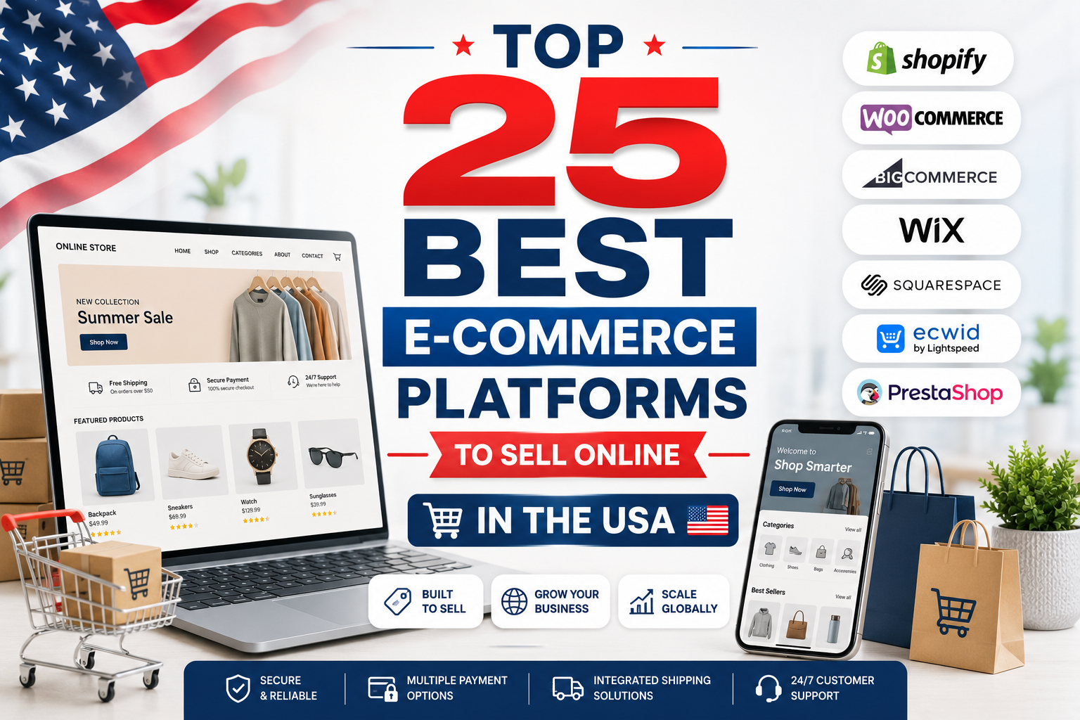 Top 25 Best E-Commerce Platforms to Sell Online in the USA